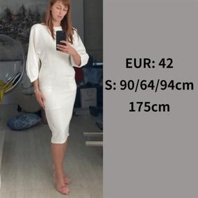 img 3 attached to 👗 Zwoyr Women's 3/4 Sleeve Elegant Casual Midi Dresses: Stylish Plus Size Office Dress with Pockets