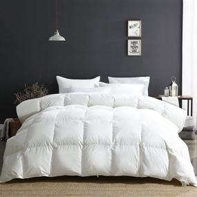 img 4 attached to 🛏️ APSMILE Luxury All Season Goose Feather Down Comforter - Full/Queen Size Duvet Insert, 100% Organic Cotton, Medium Warmth, Ivory White, 90X90