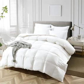 img 3 attached to 🛏️ APSMILE Luxury All Season Goose Feather Down Comforter - Full/Queen Size Duvet Insert, 100% Organic Cotton, Medium Warmth, Ivory White, 90X90