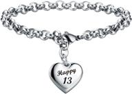 🎁 kgbncie heart charm bracelet | happy birthday gifts bracelet for women and teen girls | 11th, 12th, 13th, 14th, 15th, 16th, 17th, 18th, 19th, 20th, 21st, 25th, 30th birthdays logo