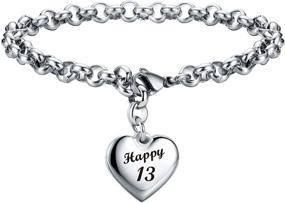 img 4 attached to 🎁 KGBNCIE Heart Charm Bracelet | Happy Birthday Gifts Bracelet for Women and Teen Girls | 11th, 12th, 13th, 14th, 15th, 16th, 17th, 18th, 19th, 20th, 21st, 25th, 30th Birthdays