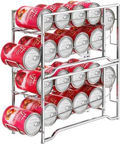 img 4 attached to 🥫 Convenient 2-Pack Stackable Soda Can Beverage Dispenser Rack - Trendy Storage Organizer for Pantry or Refrigerator, Holds 12 Standard Size 12oz Soda Cans or Canned Food, Chrome Finish