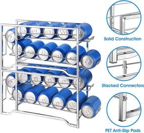 img 3 attached to 🥫 Convenient 2-Pack Stackable Soda Can Beverage Dispenser Rack - Trendy Storage Organizer for Pantry or Refrigerator, Holds 12 Standard Size 12oz Soda Cans or Canned Food, Chrome Finish