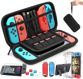 img 4 attached to 🎮 HEYSTOP 9 in 1 Switch Case: Carry & Protect Nintendo Switch Accessories with Dockable Design, Screen Protector, and Thumb Grips Caps