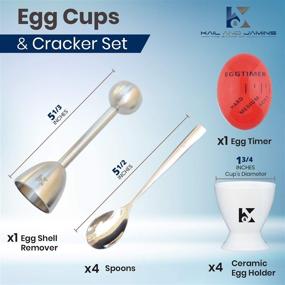 img 3 attached to 🥚 Elegant Egg Cups & Cracker Set: Ceramic Egg Holders, Spoons, and Topper-Vibration Tool for Hard & Soft Boiled Eggs - Multipurpose Mini Dishes in a Beautiful Storage Box (Set of 4 + Bonus!)