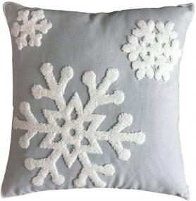 img 3 attached to 🎁 Hupplle Soft Square Snowflake Theme Home Decorative Canvas Cotton Embroidery Throw Pillow Covers 18x18 Christmas Pillow Cases Home Bed Sofa Car Decorative in Grey - Pack of 2