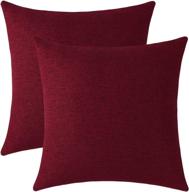 🎅 burgundy red christmas throw pillow covers: rustic farmhouse linen burlap cushion cases (set of 2, 18 x 18 inches) логотип