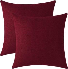 img 4 attached to 🎅 Burgundy Red Christmas Throw Pillow Covers: Rustic Farmhouse Linen Burlap Cushion Cases (Set of 2, 18 x 18 Inches)