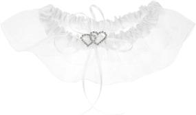 img 2 attached to 🤍 Double Heart Satin Wedding Set: Flower Girl Basket, Ring Bearer Pillow, Guest Book, Pen Holder & Bride Garter Set (White)