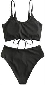 img 3 attached to 👙 ZAFUL Cinched Waisted Tankini Swimsuit: Premium Women's Clothing for Swimwear & Cover Ups