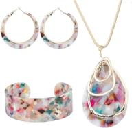 💎 orazio acrylic jewelry set for women: statement resin earrings, necklace, and bracelet - boho inspired logo