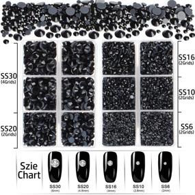 img 1 attached to 💎 LPBeads Hotfix Rhinestones Bundle: 6400 Black Flat Back Crystal Round Gems with Tweezers and Picking Pen – 5 Mixed Sizes!