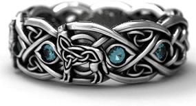 img 2 attached to 🐺 Wolf Ring for Men: Retro Wolf Totem, Viking and Punk-inspired Jewelry, Topaz Rhinestone Accent, Signet and Amulet Design for Boys