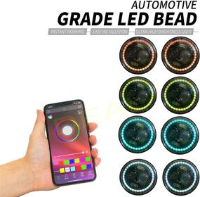 img 1 attached to 🔆 Premium 7" 60W Bluetooth-Controlled RGB Halo Ring LED Headlights - Compatible with Models using 6012/6014/6015/H6017/H6024 Round Sealed Beam Headlights