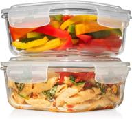 large 1200ml glass food storage containers: airtight lids, microwave/oven/freezer safe, dishwasher friendly - bpa/pvc free, leak proof for baking & storing food - keeps food fresh longer! логотип