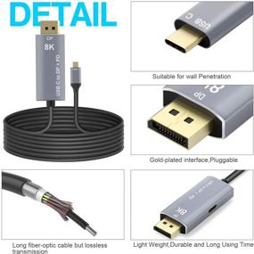 img 1 attached to 🔌 CABLEDECONN USB C to DisplayPort 1.4 8K 1M Cable: 8K@60Hz 4K@144Hz Thunderbolt 3 Adapter for MacBook Pro 2019 2020 & DELL XPS
