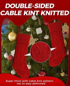 img 2 attached to Premium 4Pack Ankis Large Christmas Stockings - Double-Sided Cable Knit in 🎁 Burgundy Red and Cream - 18 Inches - Perfect for Family Holiday Christmas Parties