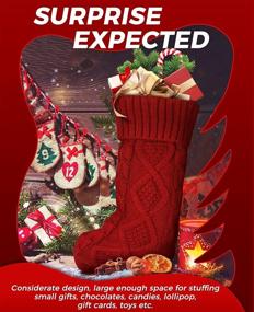 img 3 attached to Premium 4Pack Ankis Large Christmas Stockings - Double-Sided Cable Knit in 🎁 Burgundy Red and Cream - 18 Inches - Perfect for Family Holiday Christmas Parties