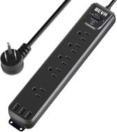 💡 beva surge protector power strip with usb, 5ft flat plug extension cord, 5 outlets extender, 3 usb ports, wall mountable, multi protections, 900 joules, etl listed - ideal for home, office, dorm - black logo