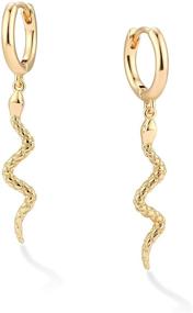 img 4 attached to 💛 Stylish and Allergen-Free VACRONA Snake Huggie Hoop Earrings in 14K Gold Plating