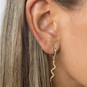 img 2 attached to 💛 Stylish and Allergen-Free VACRONA Snake Huggie Hoop Earrings in 14K Gold Plating