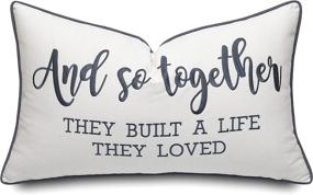 img 4 attached to 🧵 YugTex and So Joyfully Crafted a Life They Adored Embroidered Lumbar Accent Pillowcase - 12x20 Inches, Ivory-Grey