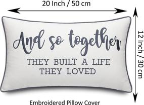 img 2 attached to 🧵 YugTex and So Joyfully Crafted a Life They Adored Embroidered Lumbar Accent Pillowcase - 12x20 Inches, Ivory-Grey