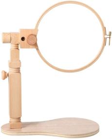 img 4 attached to 🪡 Premium Wooden Embroidery Hoop Stand Set - Adjustable & Rotating with Embroidery Hoops for Stitching & Cross Stitch Projects