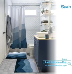 img 1 attached to 🚿 Sunlit Designer Shower Curtain - Ombre Blue Fabric, Popular for Contemporary Bathroom Decor