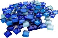 🔵 assorted color opaque mosaic glass crafts supplies - 100 bulk pieces for diy picture coaster and home mosaic decoration, blue series (1x1cm) logo