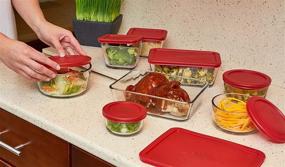 img 2 attached to 🔴 16-Piece Set of Anchor Hocking Classic Glass Food Storage Containers with Lids, Red