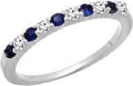 💎 dazzlingrock collection round gemstone & white diamond ladies stackable anniversary wedding band in 14k white gold – various metal options of 10k/14k/18k gold available logo