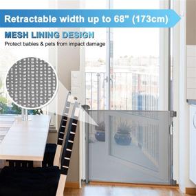 img 1 attached to 🚪 Extra Wide Retractable Baby Gate: Space Efficient Mesh Design for Doorways, Stairs, Hallways, and More - Indoor and Outdoor Pet Gate with 2 Sets of Mounting Hardware