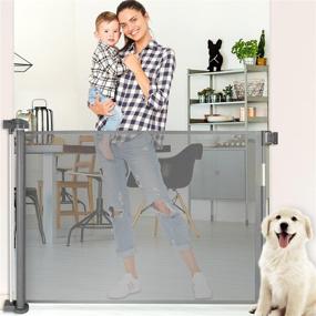 img 4 attached to 🚪 Extra Wide Retractable Baby Gate: Space Efficient Mesh Design for Doorways, Stairs, Hallways, and More - Indoor and Outdoor Pet Gate with 2 Sets of Mounting Hardware