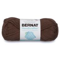 bernat handicrafter cotton solids yarn, 1.75 oz, medium weight (gauge 4), 100% cotton, warm brown shade logo