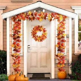 img 1 attached to 🍁 2 Pcs Fall Maple Garland with Red Berries - 5.8Ft/Piece - Artificial Fall Foliage Garland - Perfect Autumn Thanksgiving Fall Halloween Christmas Home Wedding Party Decor