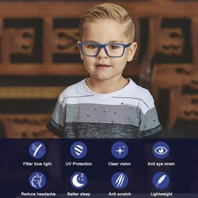 img 3 attached to 👓 Kids Blue Light Blocking Glasses for Girls and Boys - 2 Pack of Gaming and Computer Eyewear, Anti Eye Strain, Ages 4 to 10