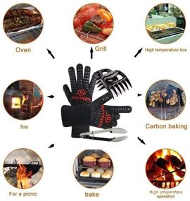 img 2 attached to 🔥 Ultimate Heat Resistant BBQ Cooking Gloves with Meat Claws and Stainless Steel Tongs by MAYFERTE