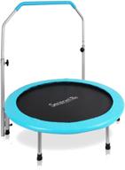 🤸 serenelife portable & foldable trampoline - 40” dia spring-free rebounder jumping mat safe for kids with padded frame cover, adjustable handlebar, and carry bag логотип