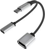 адаптер moswag usb c otg с разветвителем usb type c с разъемами usb c female и usb a female - совместим с ⚡️ chromecast, google tv, samsung s21 s20 s20+, ultra, google pixel 5 4 4 xl, 3 3 xl, lg v40 v30 g6 g8 логотип