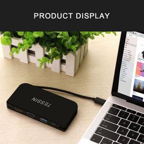 img 3 attached to 🔌 TESSIN USB C Hub with Type C Charging, HDMI, VGA, USB 3.0 and Headphone Ports - Compatible with MacBook Pro, Google Chromebook and more USB C Devices