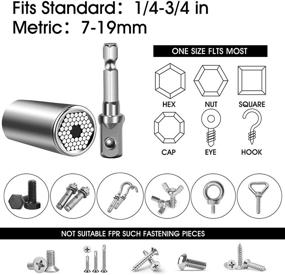 img 2 attached to 🔧 Подарки для мужчин: Универсальные инструменты с рукояткой, Набор ратшетных гаечных ключей с переходником для дрели (2 штуки), Инструмент для мужчин, энтузиастов домашних мастеров, отцов/пап, мужей, парней, ему, ей (7-19мм)