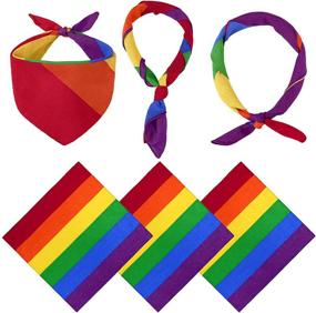 img 4 attached to 🌈 URATOT Rainbow Striped Bandanas Handkerchiefs