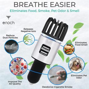 img 3 attached to 🚗 Enoch Car Air Purifier with USB Car Charger 2-Port, Ionic Ozone. Freshens Air, Eliminates Odor, Dust, Smoke, Pet & Food Odor. Silver Ionic Car Deodorizer.