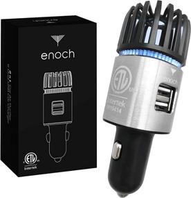 img 4 attached to 🚗 Enoch Car Air Purifier with USB Car Charger 2-Port, Ionic Ozone. Freshens Air, Eliminates Odor, Dust, Smoke, Pet & Food Odor. Silver Ionic Car Deodorizer.