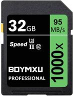 boymxu 32gb memory card - professional 1000x class 10 u3 card for computer cameras and camcorders, up to 95mb/s, green/black logo