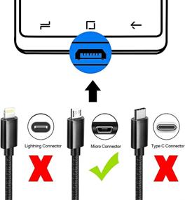 img 3 attached to 🔌 UDATON 10фт 3 шт. Микро-USB кабель - Быстрая зарядка плетеный шнур Nylon для Samsung Galaxy, LG K40, планшета и Android смартфонов (черный)