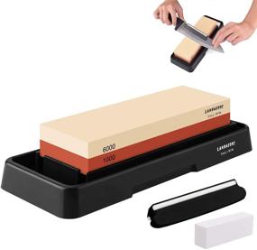 img 4 attached to 🔪 Комплект для заточки ножей Ultimate Knife Sharpening Stone для точной заточки лезвия: двусторонний абразивный камень 1000/6000 - набор для заточки поварского ножа с антискользящей основой, угловым направителем, камнем для ремонта - идеально подходит для кухонных ножей, карманных ножей, бритвенных машинок.