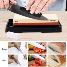 img 2 attached to 🔪 Комплект для заточки ножей Ultimate Knife Sharpening Stone для точной заточки лезвия: двусторонний абразивный камень 1000/6000 - набор для заточки поварского ножа с антискользящей основой, угловым направителем, камнем для ремонта - идеально подходит для кухонных ножей, карманных ножей, бритвенных машинок.