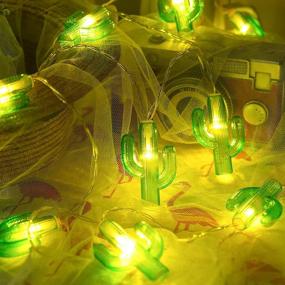 img 2 attached to 🌵 20LED Green Cactus String Lights-9.8ft, USB/Plug-in, Tropical Plants Cactus Light Set for Garden, Bedroom, Christmas, and Tropical Theme Party Decoration